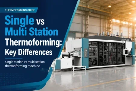 single station vs multi station thermoforming machine illustration