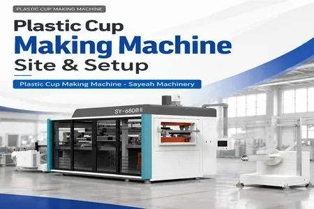 Plastic Cup Making Machine - Sayeah Machinery illustration